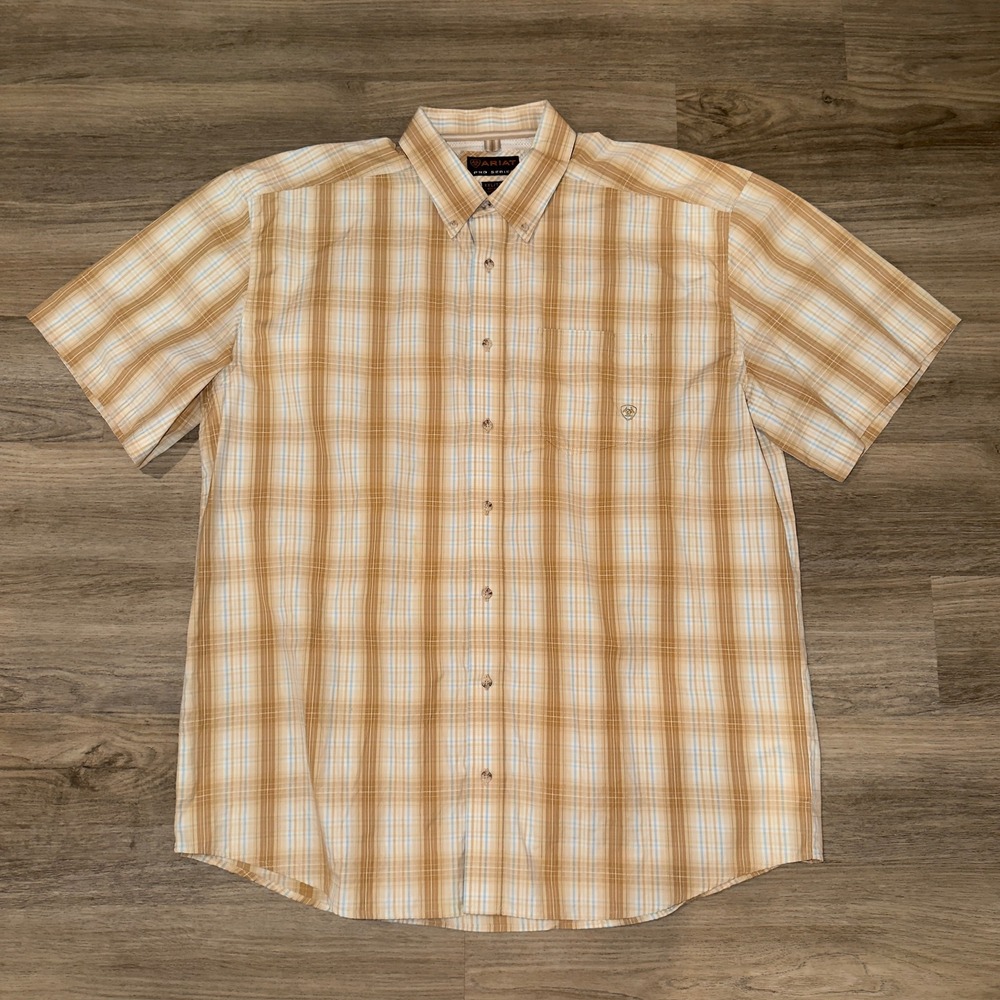 Ariat Pro Series Mens Plaid Button Down Shirt XXL Western Short Sleeve